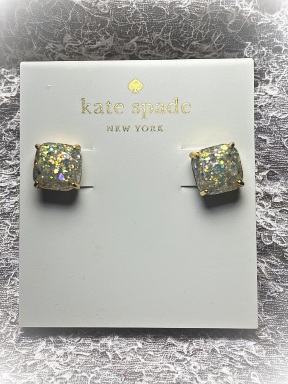 Kate spade Clear Dome Stud Earrings with Gold Tone Posts, Designer